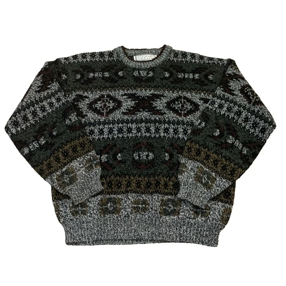 Michael Gerald Sweater Mens Large Crew Neck Acrylic Dad 90’s